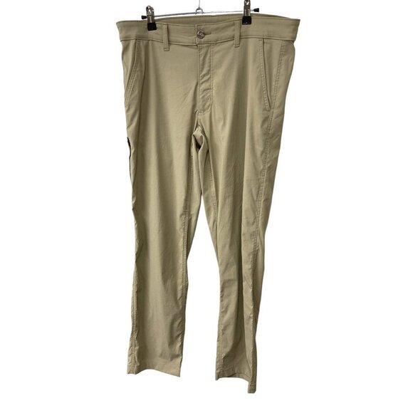 Eddie Bauer Travex Pants Mens 34x32 Cream Hiking Nylon Stretch Straight - Picture 1 of 7